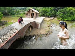 Full Video: Girl’s Epic Build – Arched Bridge, Sloped Roof, and Natural Stone Mastery