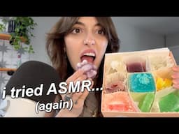 i tried ASMR… trying viral TikTok candy (wax candy, edible crystal candy, dubai chocolate)