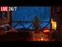 🔴 Relaxing Blizzard with Fireplace - from Insomnia, for fall Asleep and Sleep Better - Live 24/7