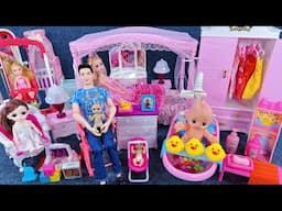 11 Minutes Satisfying with Unboxing Barbie Princess Bedroom Set，Swing & Slide Toys Collection Review