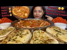 CREAMY BUTTERY BUTTER CHICKEN WITH EXTA CREAM WITH BABY BUTTER NAAN AND BABY KULCHA AND FRIED RICE