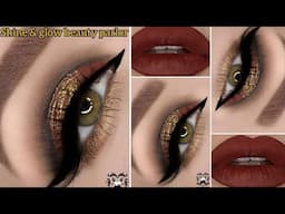 Red smokey eye makeup tutorial step by step | easy eyes makeup tutorial for beginners | shine&glow