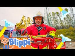 Blippi's Fire Truck Vroom | Classic Blippi Adventures | Vehicle Videos for Kids | Moonbug Kids