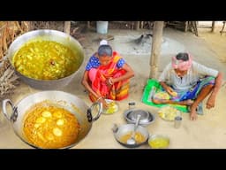 Egg Posto and Lauki Dal cooking & eating in tribal method my santali tribe old couple