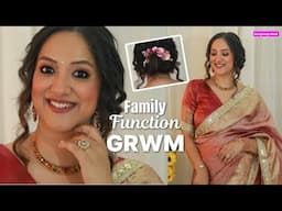 Tissue Saree GRWM for a Family Function | Indian Party Makeup | Perkymegs Hindi