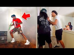 SETTING FLAMES WHILE LOCKED IN THE ROOM PRANK TO SEE HOW THE GANG REACT😂!