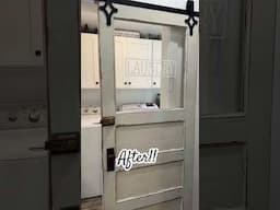 Small laundry room, no problem. #diy #barndoor #vintagedoor