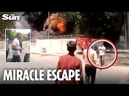 Astounding new vid shows miracle Air India survivor WALK from flaming wreck – while on the phone