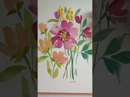 How to paint using only 3 colors🌷 #short #shortsyoutube #watercolorartist