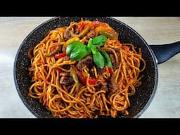 How to make stir fry beef with jollof spaghetti and vegetable. #food #jollofspaghetti #follow