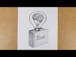 رسم بقلم الرصاص | رسم كتاب | رسم مصباح  |رسم ليوم العلم |how to draw a book | how to draw