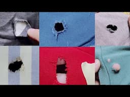 The final appearance of different types of holes on clothing and leather after the repair process