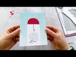 Use Raining background with umbrella metal die to make card - #Alinacutle #amazon #handmadecards