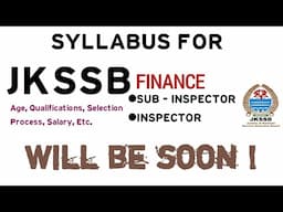 Syllabus for Finance SI & Inspector #jkssb