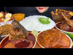 ASMR EATING DAL CHAWAL,SABJI,OMLLETE CURRY,FISH CURRY,DUCK CURRY,MUTTON CURRY