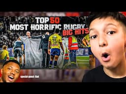 REACTING WITH MY DAD To 50 HORRIFIC Rugby Hits That Are Actually Terrifying To Watch | BRUTAL Hits