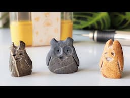 Easy and Fun Stone Sculpture Tutorial: Carve Three Mini Monsters on Rocks