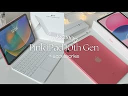 ipad 10th gen (pink) unboxing | apple pencil, magic folio keyboard, accessories 💓🌸