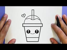 HOW TO DRAW A CUTE DRINK MILK FRAPPE, STEP BY STEP, DRAW Cute things