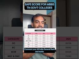 Safe score for TN GOVT MEDICAL COLLEGES #neet2025 #tnmbbs2025