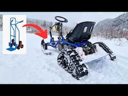 My Hand Truck Go Kart gets Skis and Tracks to make Winter Fun!