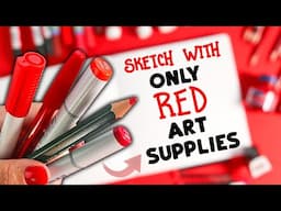 I FILLED a Sketchbook Page using ONLY RED Art Supplies?!