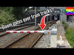 Boom gates over tram tracks in Amsterdam | Slagbomen over de tramsporen in Amsterdam