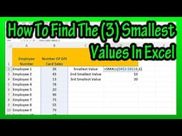 How To Find (Calculate) The Smallest Or 3 Smallest Values In A Data Set In Excel Explained