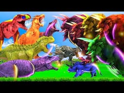 5 Giant Mammoth Elephant Cow Vs Giant Indian Bear Vs 5 Giant Lion Tiger Cub Saved By Woolly Mammoth