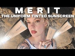 NEW!!! MERIT BEAUTY THE UNIFORM TINTED SUNSCREEN REVIEW AND WEAR TEST...outside.