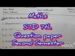 STD- 7 th maths Second Semester Question paper Final exam 2025