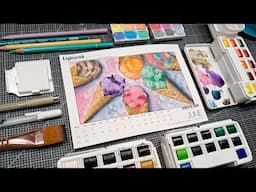 June Callendar Paint Along! Easy Ice Cream with Phoenix Twist Watercolor Palette