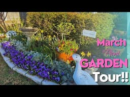 March 2025 Front Garden Tour! Spring is HERE! #northtexasgarden #springgarden