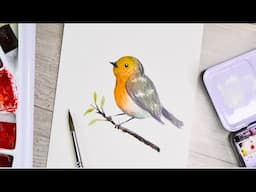 Learn to Paint a Robin in Minutes - Easy Tutorial with Watercolor & Gouache