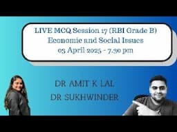 17th Live MCQ Session (ESI) - RBI Grade B/ Regulatory Bodies