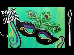 🎭EP231- 'Mardi Gras Mask' easy acrylic painting tutorial for beginners step-by-step