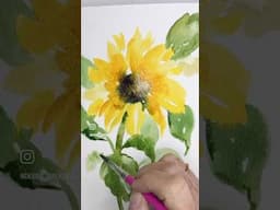 Fun, Watercolor Beginner-Friendly Flowers You Can Paint in Minutes | The Sunflower. #shorts