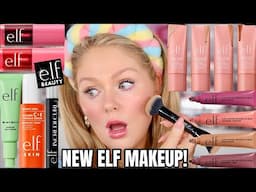 I Tried ALL *NEW* elf Makeup 🤩 Elf Halo Glow Skin Tint, Blush & Lip Tint, Incredi-Curl Mascara &more