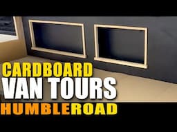 Building Humble Road vans with cardboard floor plans. A workshop in a van and another hidden shower!