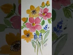 Let’s paint a loose bouquet💐 #short #shortsyoutube #watercolorartist