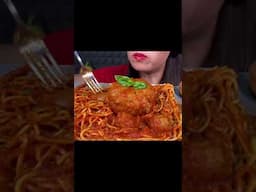 ASMR TOMATO SPAGHETTI, MEATBALLS MUKBANG EATING SOUNDS