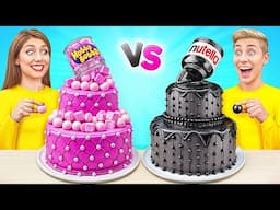 Black vs Pink Cake Decorating Challenge | Funny Situations by Jelly DO Challenge
