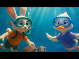 Sunny Ocean Jazz – Bunny & Duck Swimming to Latin Rhythms | Instrumental Background Music for Focus