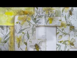 Making our own decorative journal  paper with ink and watercolour.
