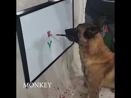 dog painting Tulips lesson