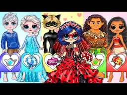 WEDDING Dress for Couples Disney Princess Elsa, Moana & Ladybug | Best DIY Paper Dolls Dress up