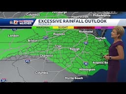 Heavy rain risk remains Monday along with humid air