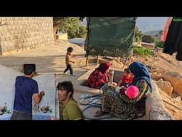Nomadic Life 🧱 Mahmoud & Azam’s Daily Life | Bathroom Tiling & Tea with Azam 🛁☕❤️