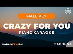 Crazy For You - Madonna (Male Key - Piano Karaoke)