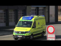 NYBORG AMBULANCE SYD (3332) i udrykning rettungswagen auf Einsatzfahrt 緊急走行 救急車